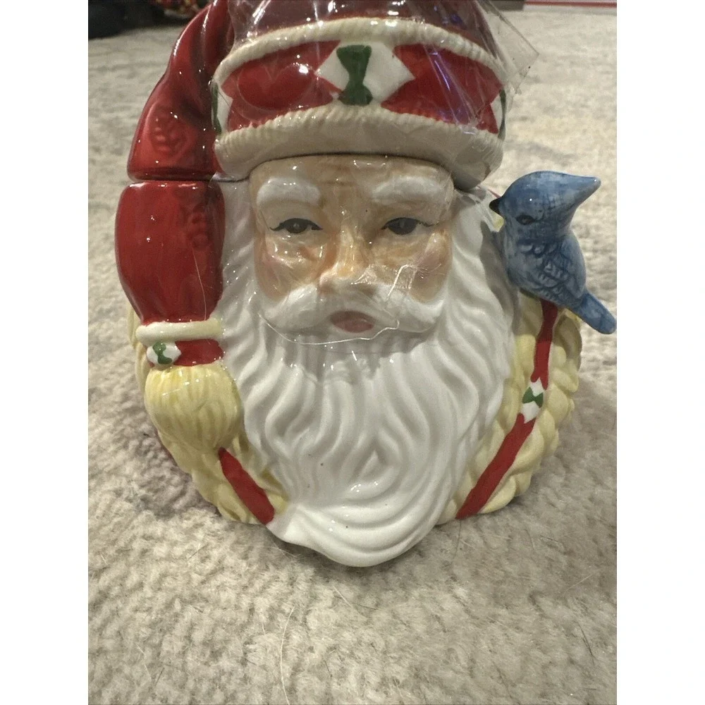 Studio Nova Vintage Christmas Woodland Holly Santa Sugar Jar JA015‎